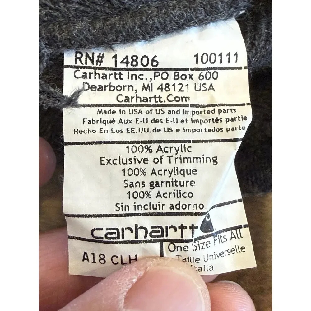 Carhartt Unisex Gray Beanie One Size Knit A18 Made In USA Workwear Cuffed